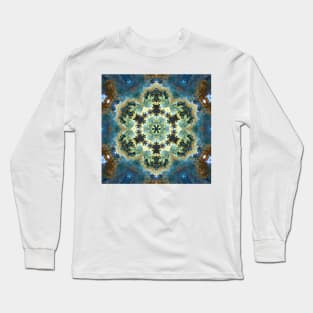 Psychedelic Kaleidoscope Blue Yellow and Brown Long Sleeve T-Shirt